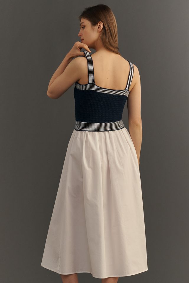 Knit Twofer Midi Dress by Moon River in Blue, Size: Medium at Anthropologie