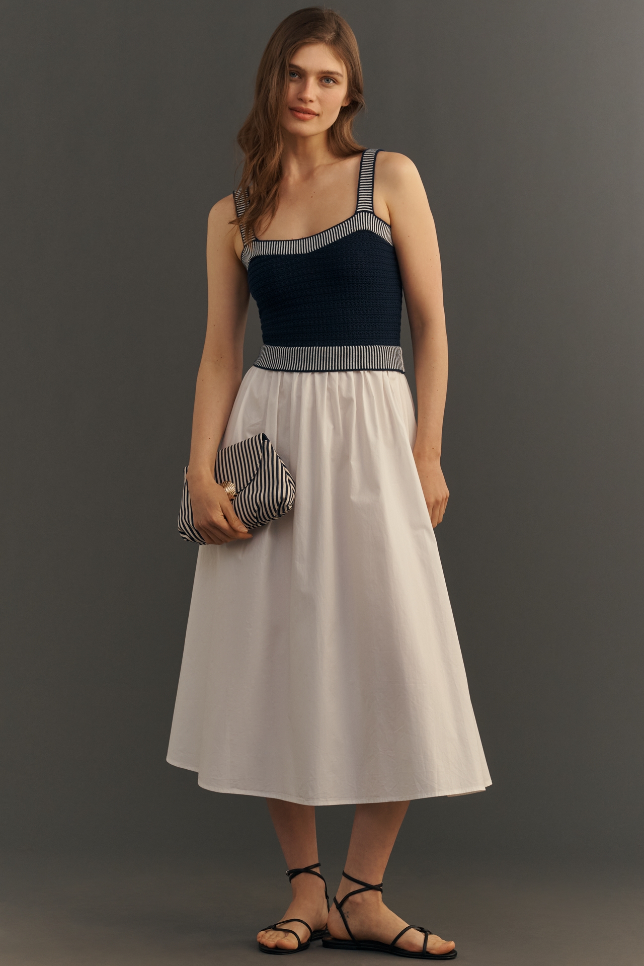 Moon River Knit Twofer Midi Dress