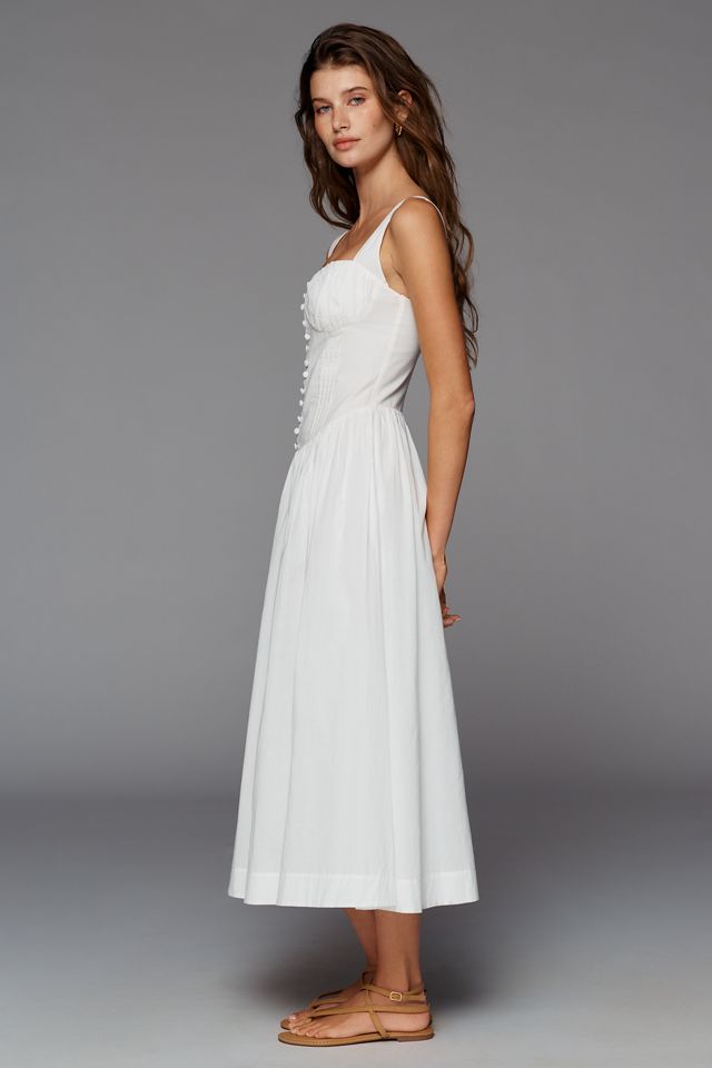 knee length dresses for ladies Halterneck Lace-Up Ruched Corset Midi Dress in Ivory main image 1
