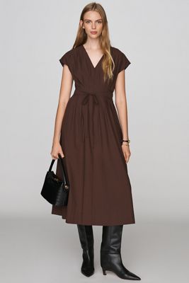 Moon River 100% Cotton Pleated Midi Dress