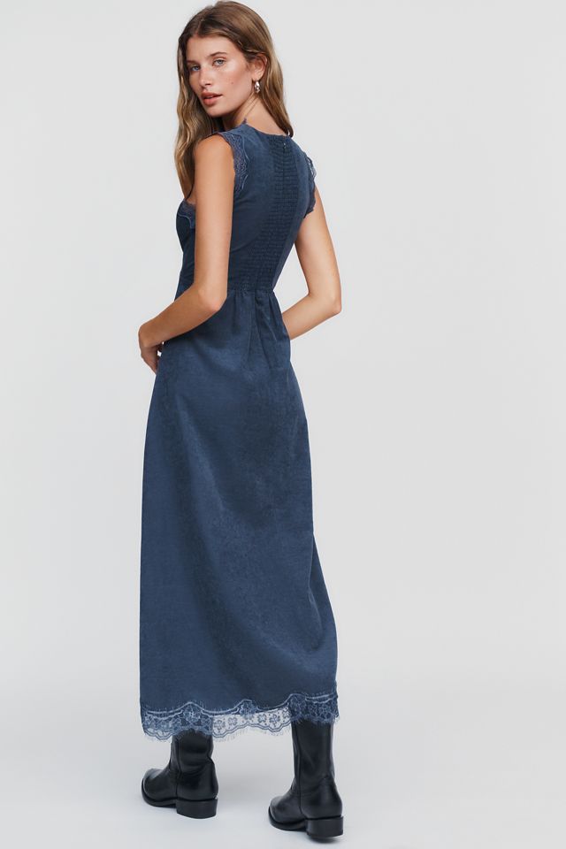 Moon River Faux-Suede Lace-Trim Midi Dress #3