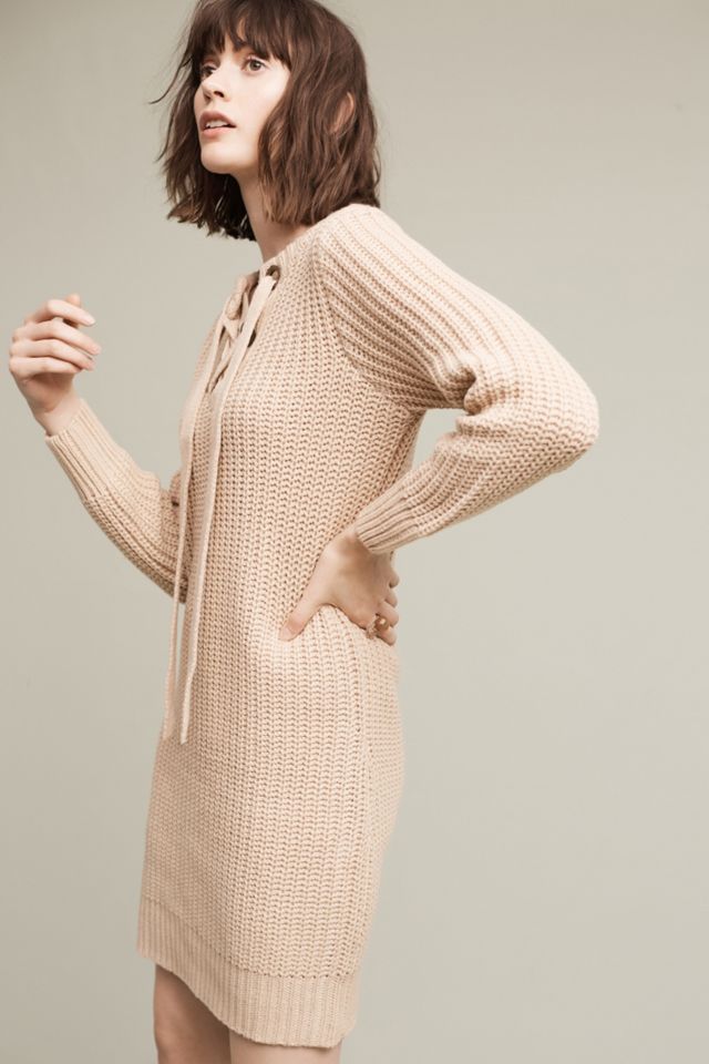 Lace-Up Sweater Dress #1