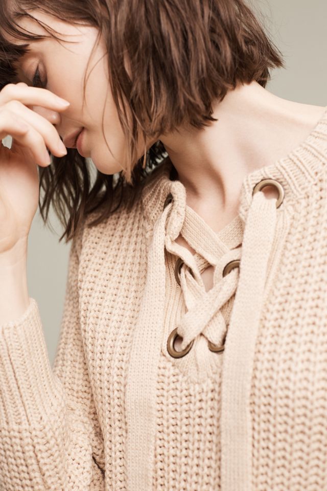 Lace-Up Sweater Dress #2