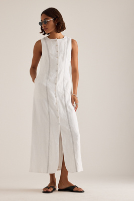 Sancia Kaila Linen Button-Front Midi Dress