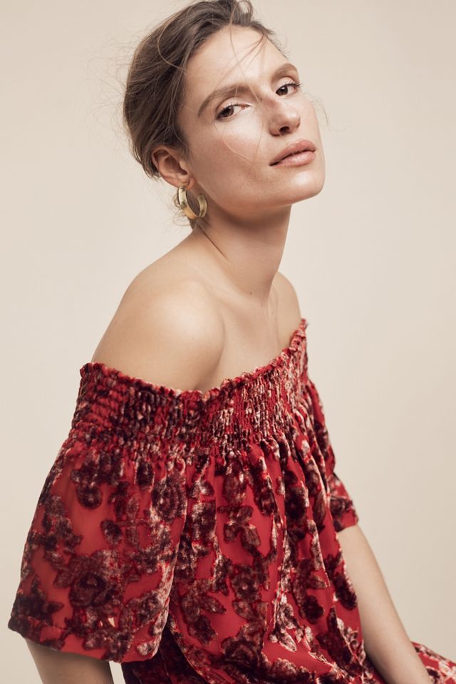 Barrott Velvet Off-The-Shoulder Dress #1