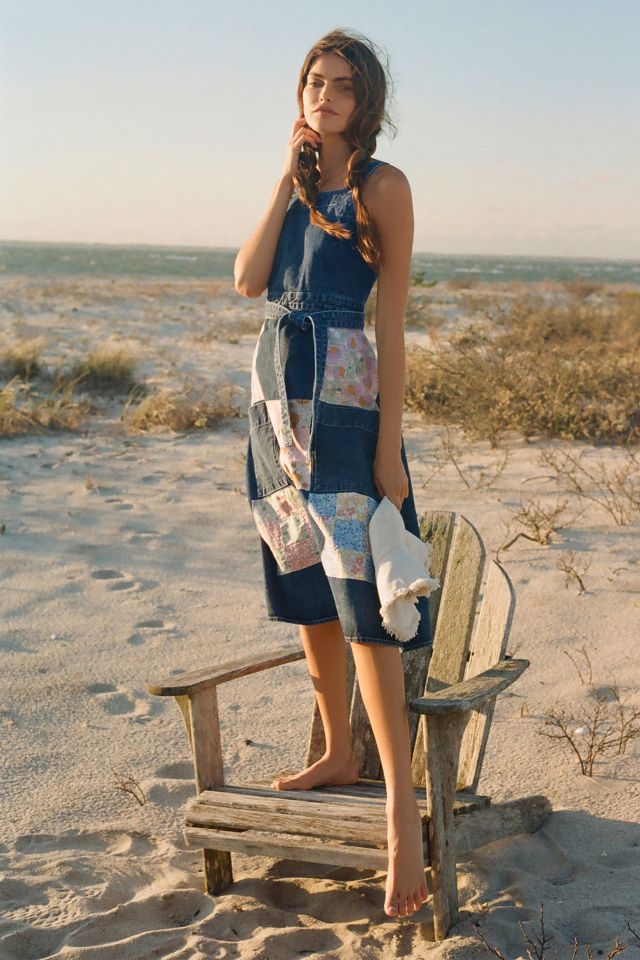 Patchwork denim hot sale dress