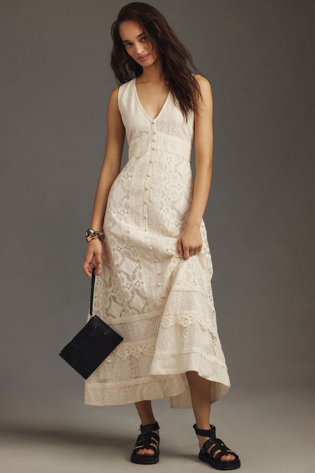 verb by pallavi singhee sleeveless v-neck lace maxi dress Anthropologie Verb by Pallavi Singhee V-Neck Ombre Maxi Dress
