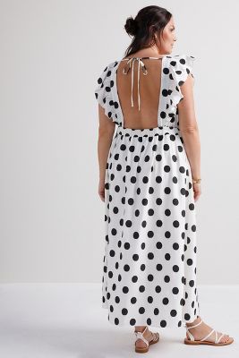 anthropologie green polka dot dress