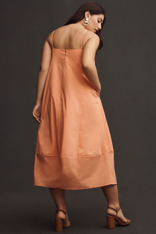 Self Contrast Bare Sleeveless Barrel Midi Dress #6