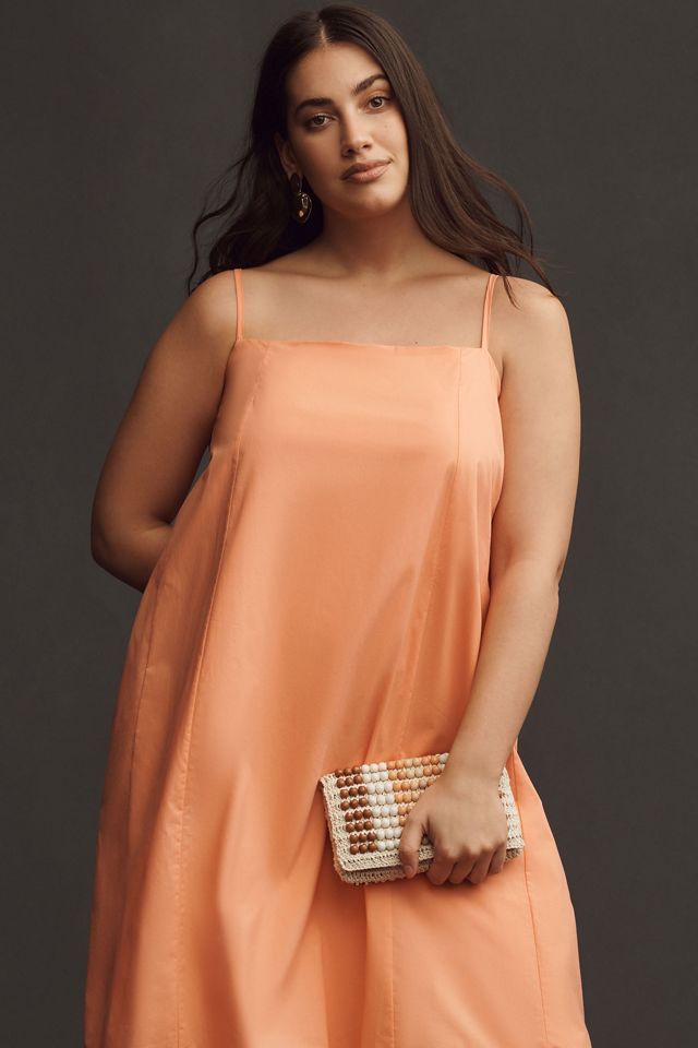 Self Contrast Bare Sleeveless Barrel Midi Dress #7