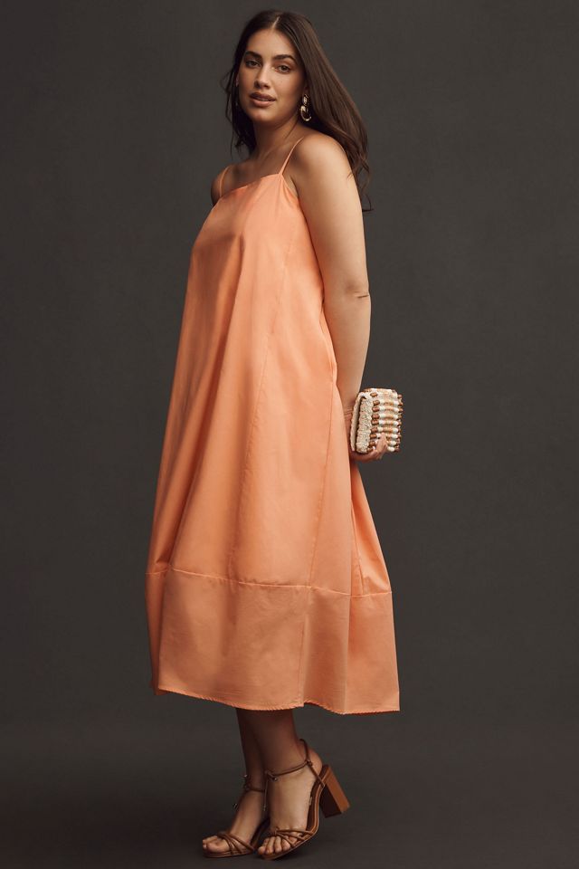 Self Contrast Bare Sleeveless Barrel Midi Dress #5