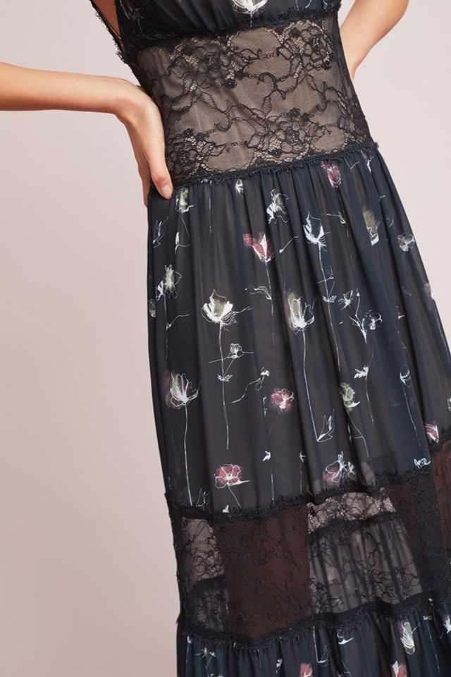 ML Monique Lhuillier Floral Lace Maxi Dress | Anthropologie