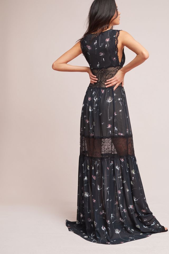 ML Monique Lhuillier Floral Lace Maxi Dress | Anthropologie