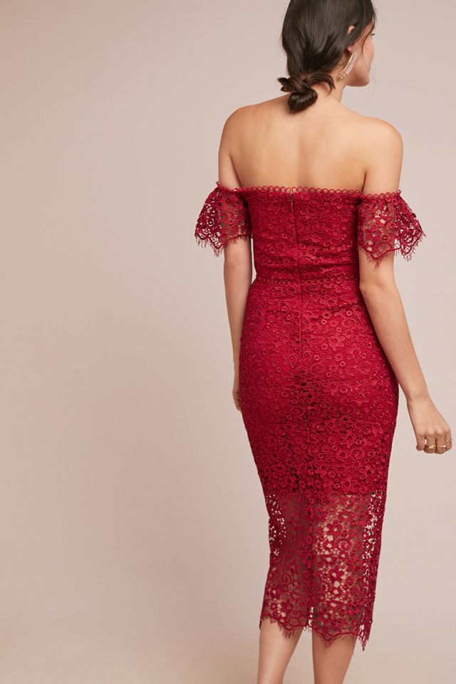 ML Monique Lhuillier Off-The-Shoulder Lace Dress #2