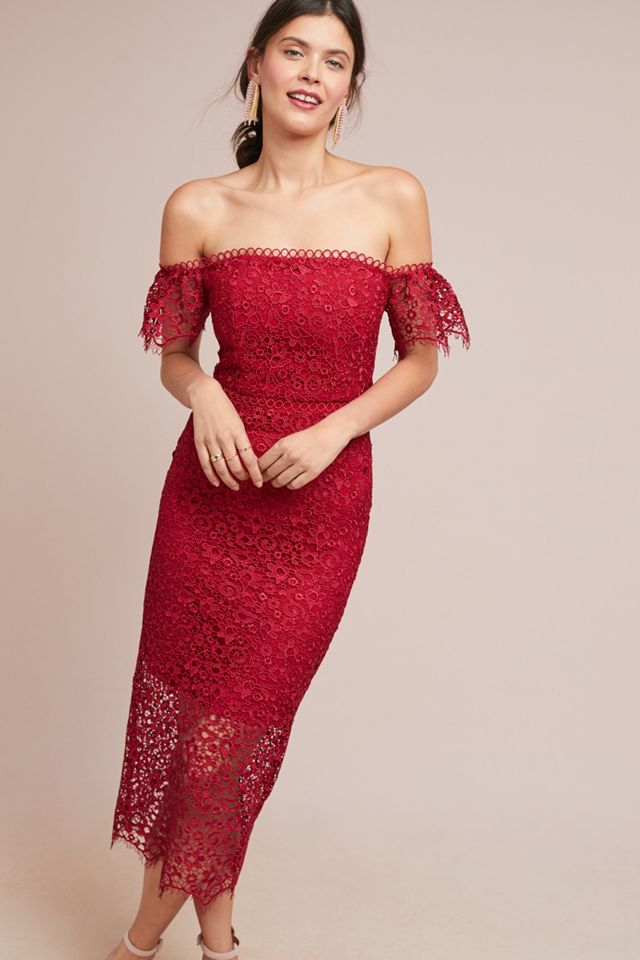 ML Monique Lhuillier Off-The-Shoulder Lace Dress #3