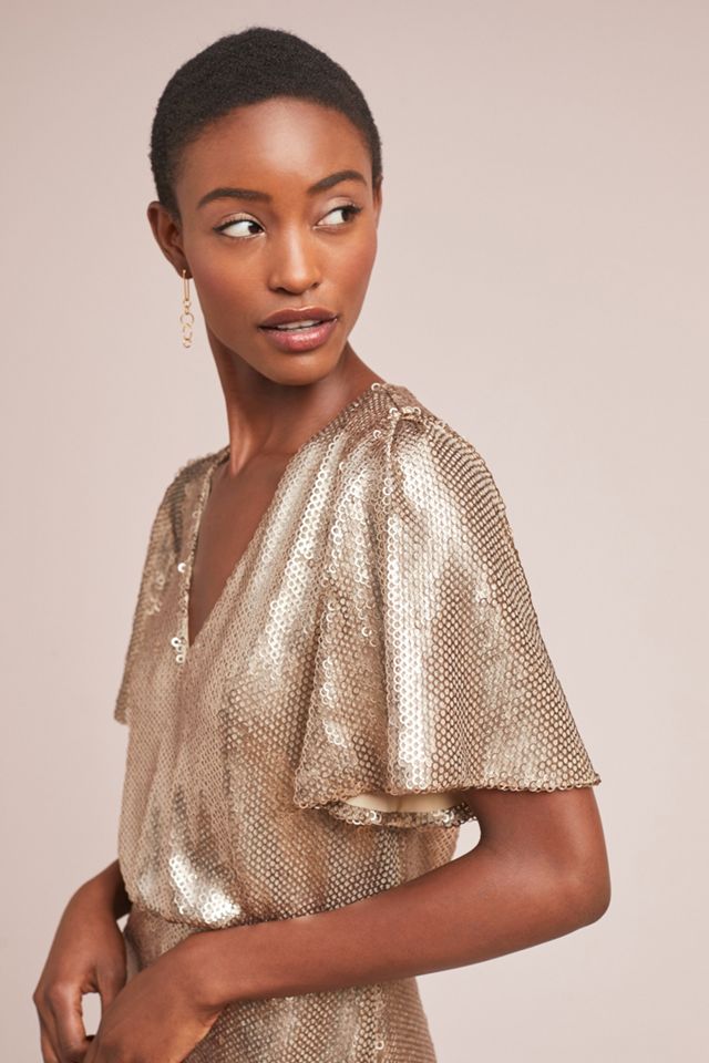 monique lhuillier gold dress Glitter in Gold Gown by ML Monique Lhuillier