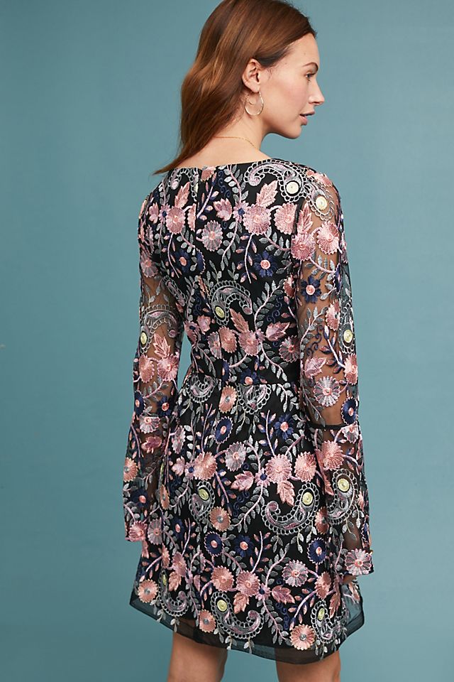 ML Monique Lhuillier Roupell Embroidered Dress