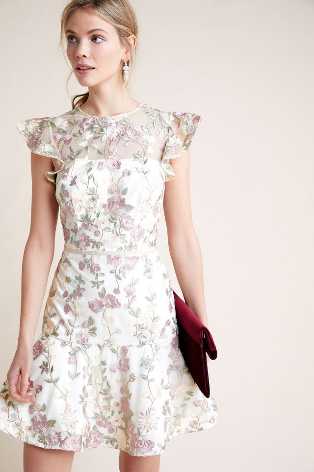 Ml monique lhuillier shop floral embroidered dress