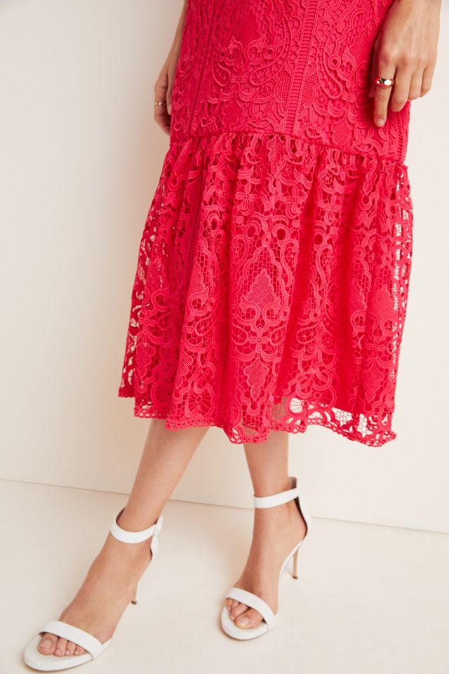 ML Monique Lhuillier Lace Midi Dress #3