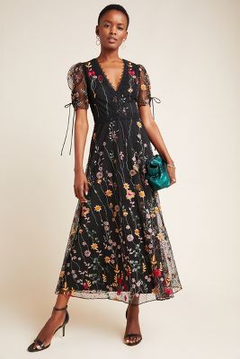 Ml monique lhuillier floral overlay outlet dress