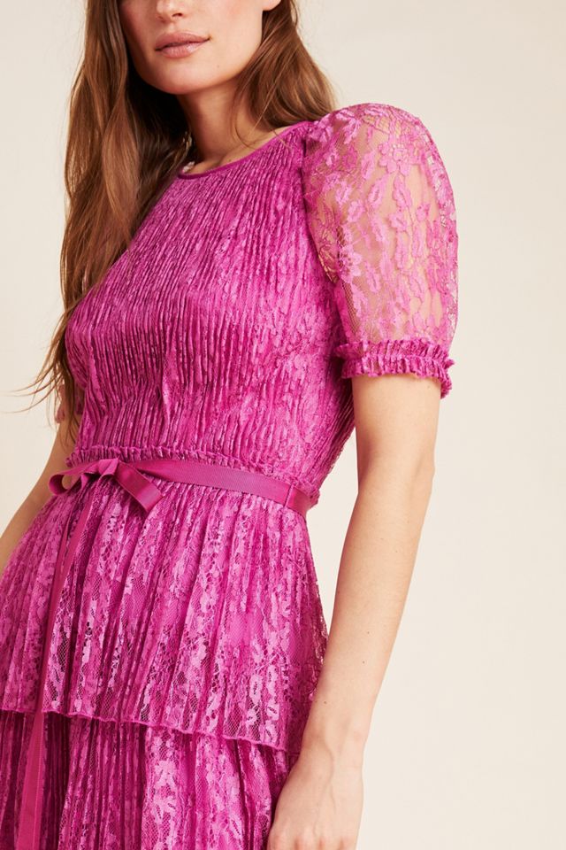 knee length dresses for ladies Lace Floral Corseted Dress – Monique Lhuillier