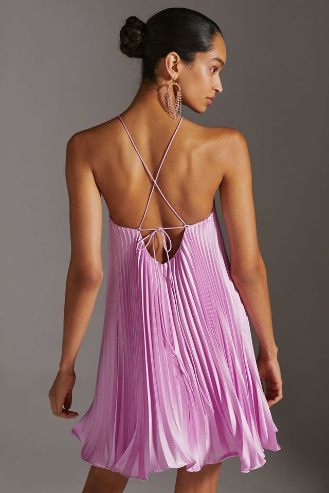 ML Monique Lhuillier Pleated Halter Mini Dress #1