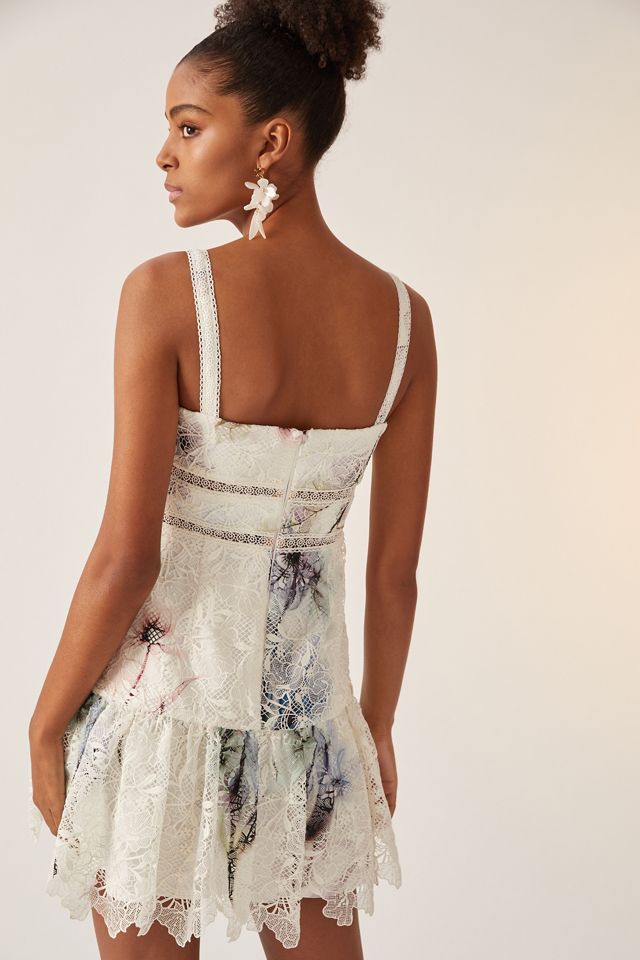 ML Monique Lhuillier Square Neck Floral Mini Dress | Anthropologie