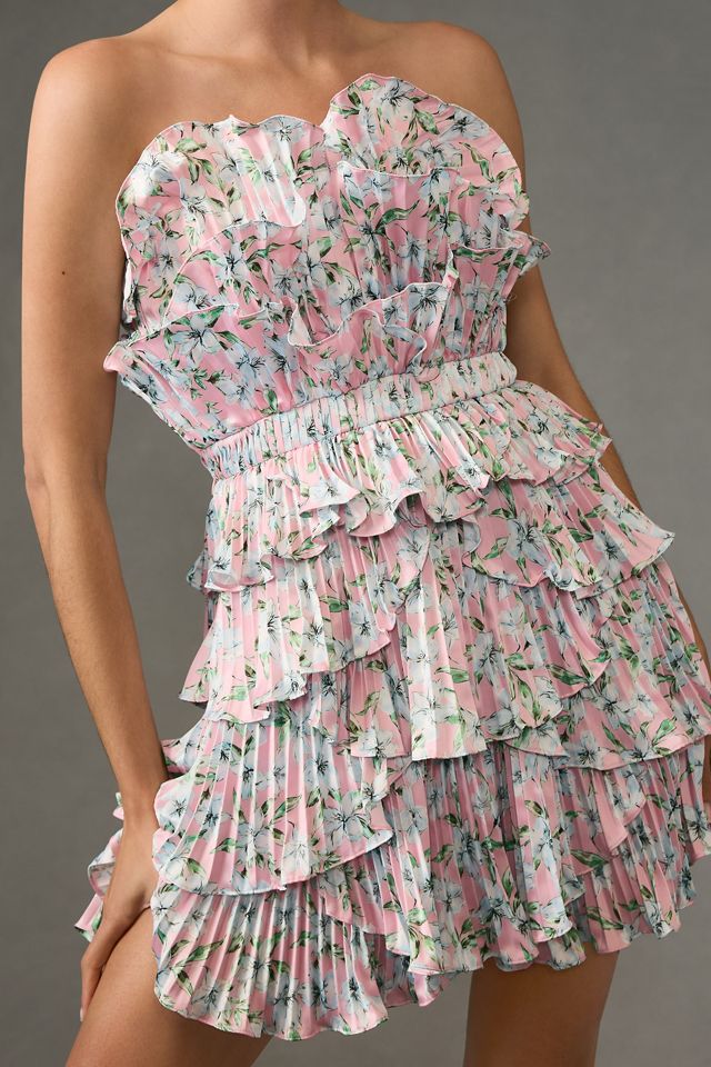 AMUR Strapless Pleated Dress #1