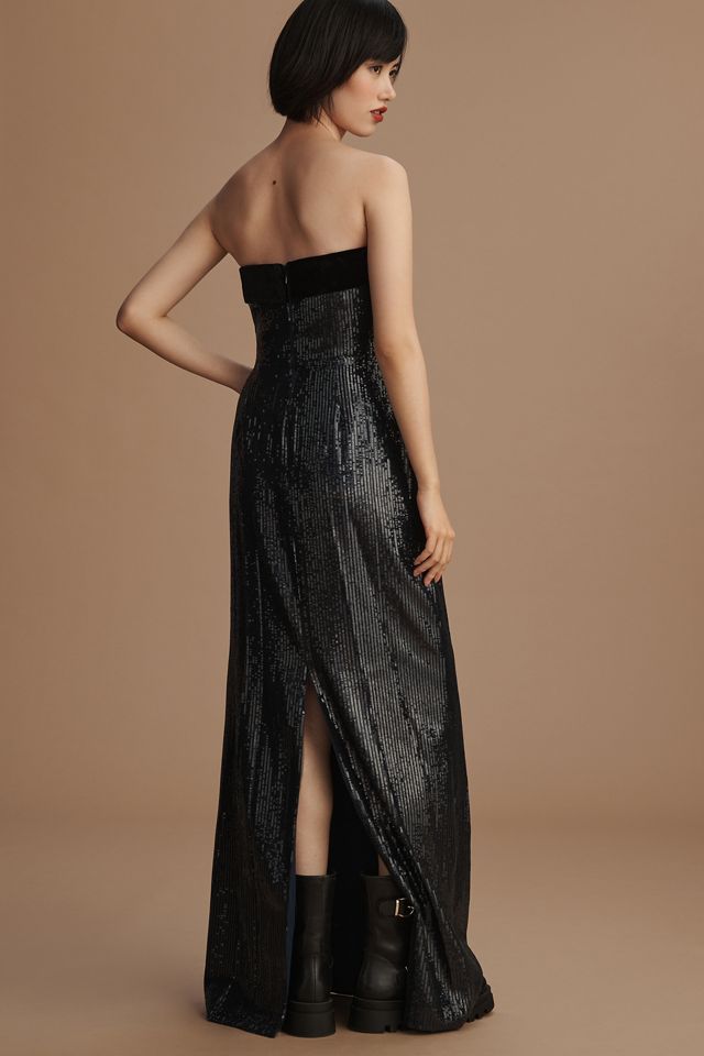 ML Monique Lhuillier Reese Strapless Sequin Maxi Dress #1