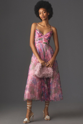 Robe De Soirée Pailletée Monique Lhuillier Taille 2 - Dorée, Sans Manches, Neuve Avec étiquette