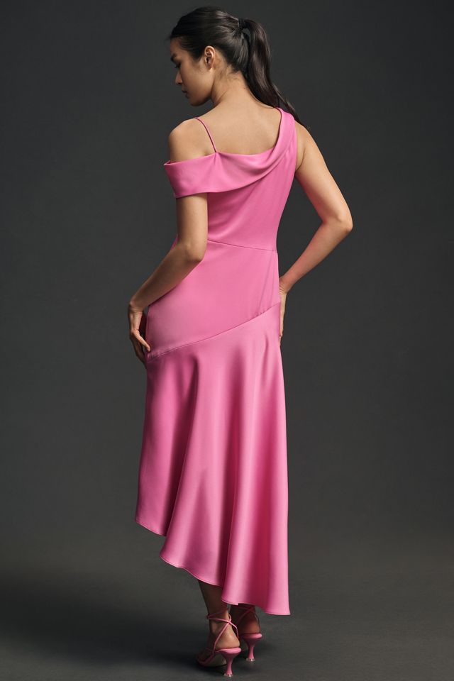 ML Monique Lhuillier Asymmetrical Satin Midi Dress #2