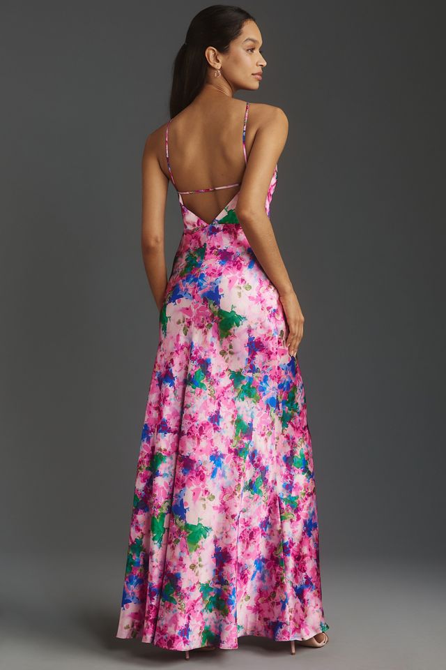 ml monique lhuillier sylvia printed chiffon maxi dress Monique Lhuillier | Dresses | Ml Monique Lhuillier Sylvia Pleated Chiffon  Gown Size 2 Nwt