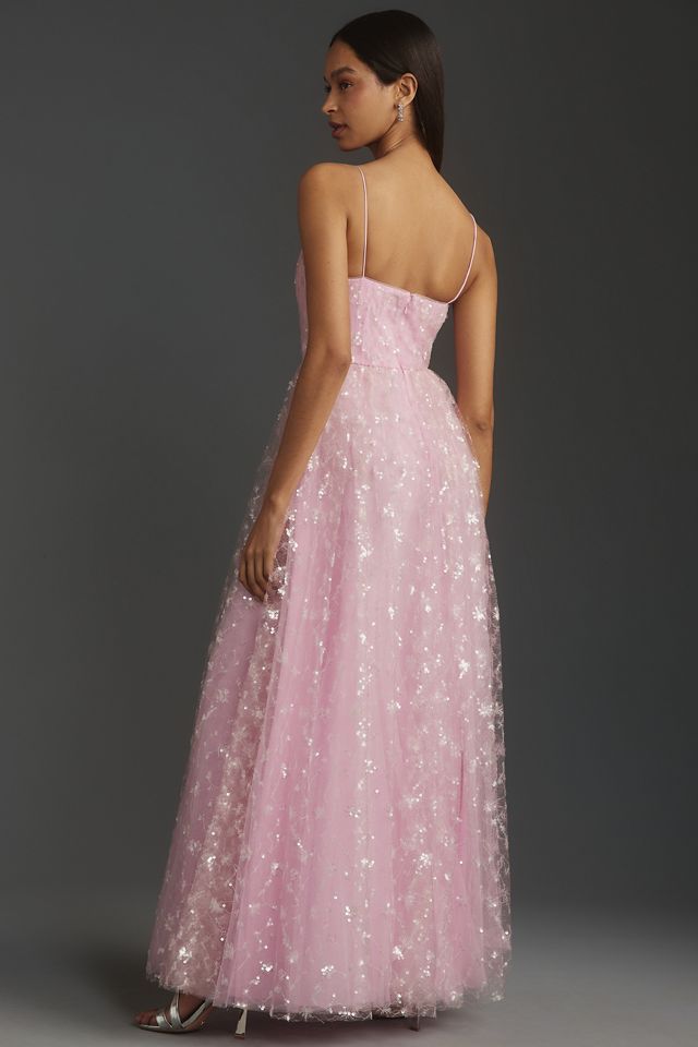 ML Monique Lhuillier Sequin Lace Maxi Dress #1