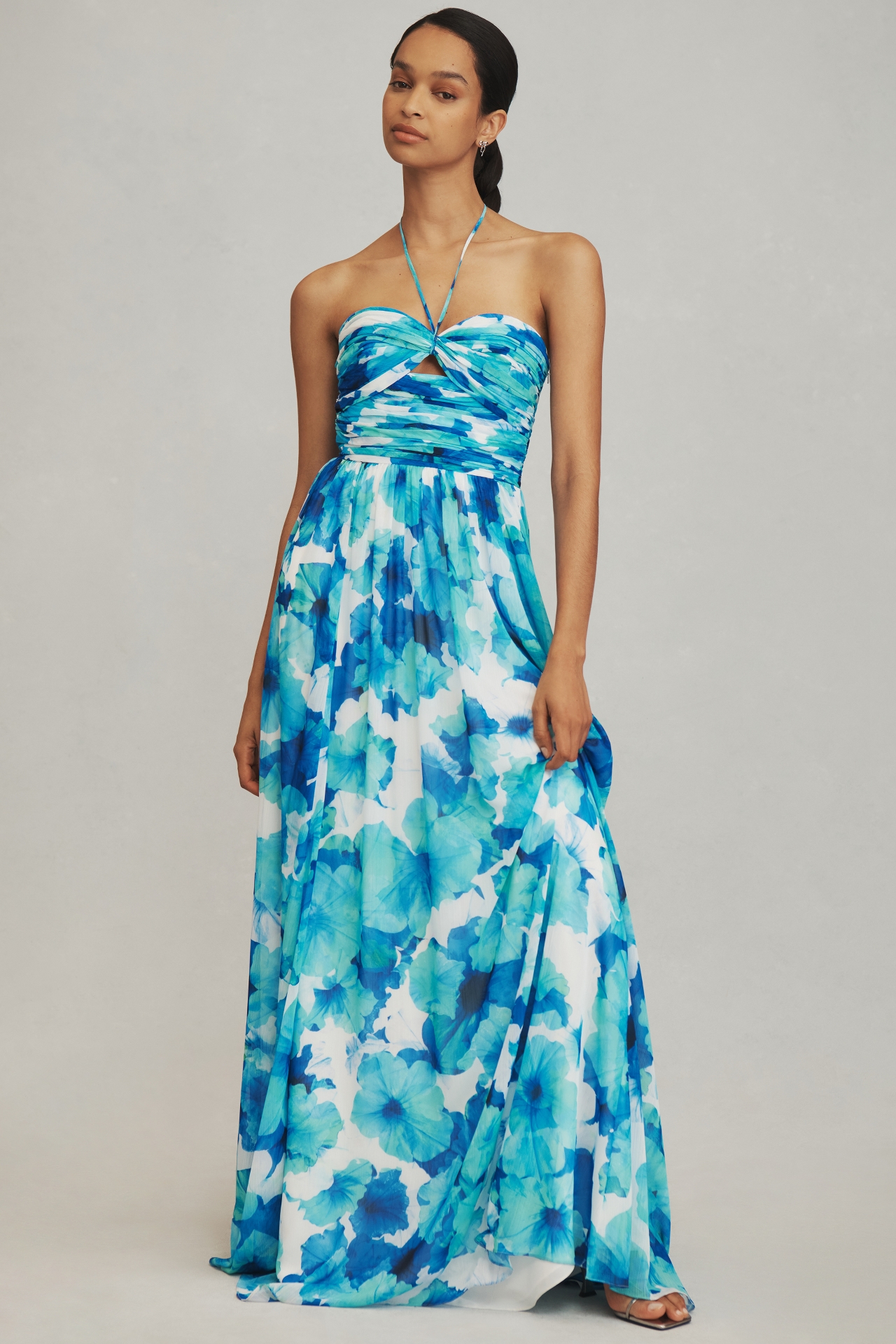 ML Monique Lhuillier Emilia Halter Maxi Dress