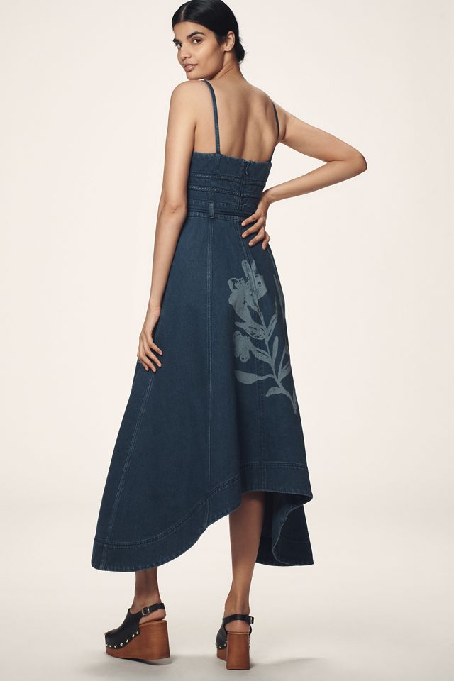 AMUR Dana Printed Denim Midi Dress #1