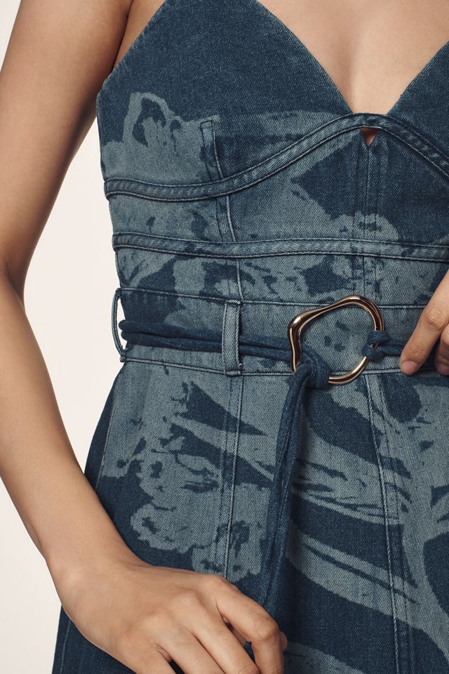 AMUR Dana Printed Denim Midi Dress #2