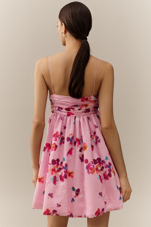 AMUR Kimberly Linen Blend Bubble Mini Dress