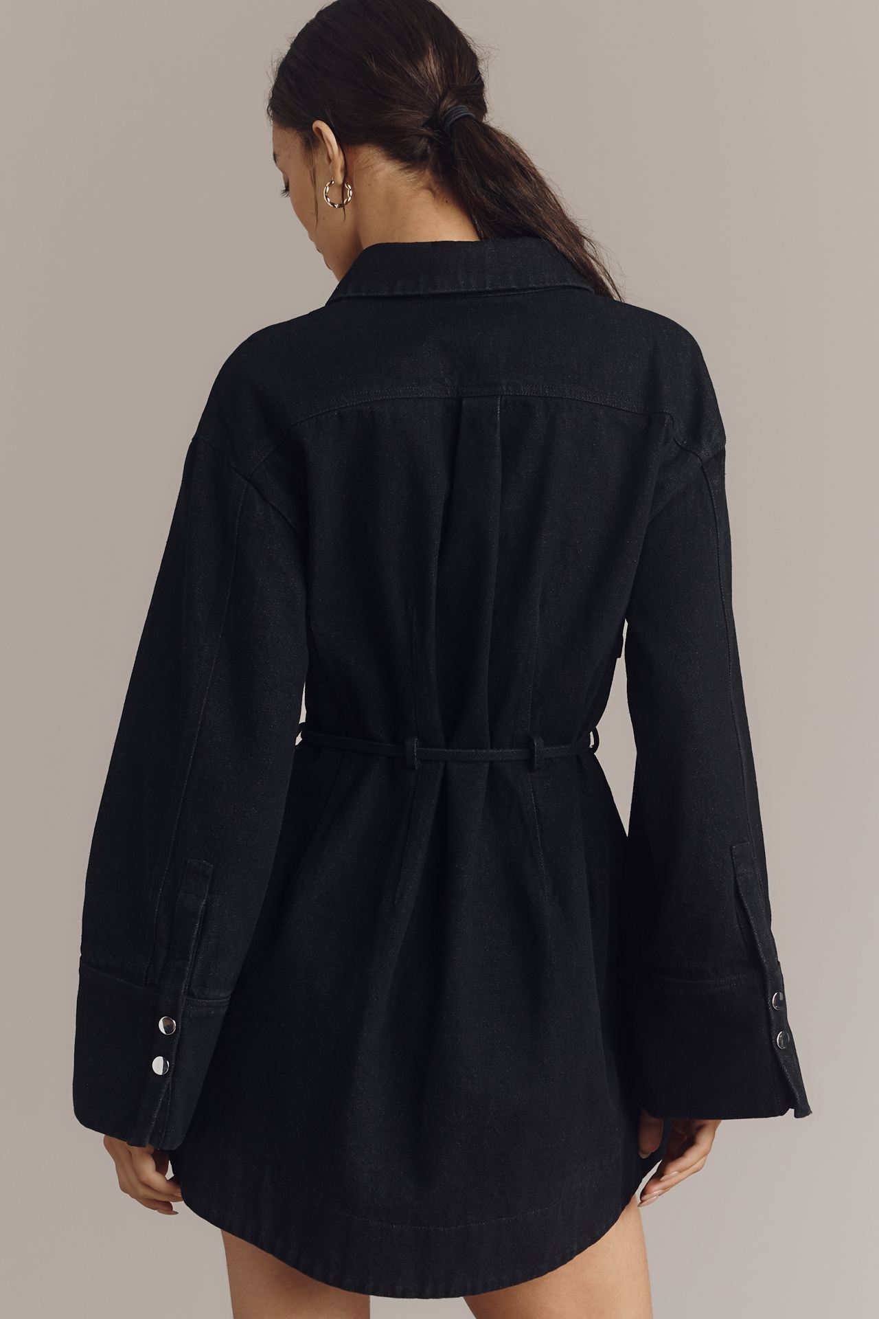 AMUR Clea Long-Sleeve Denim Mini Shirt Dress