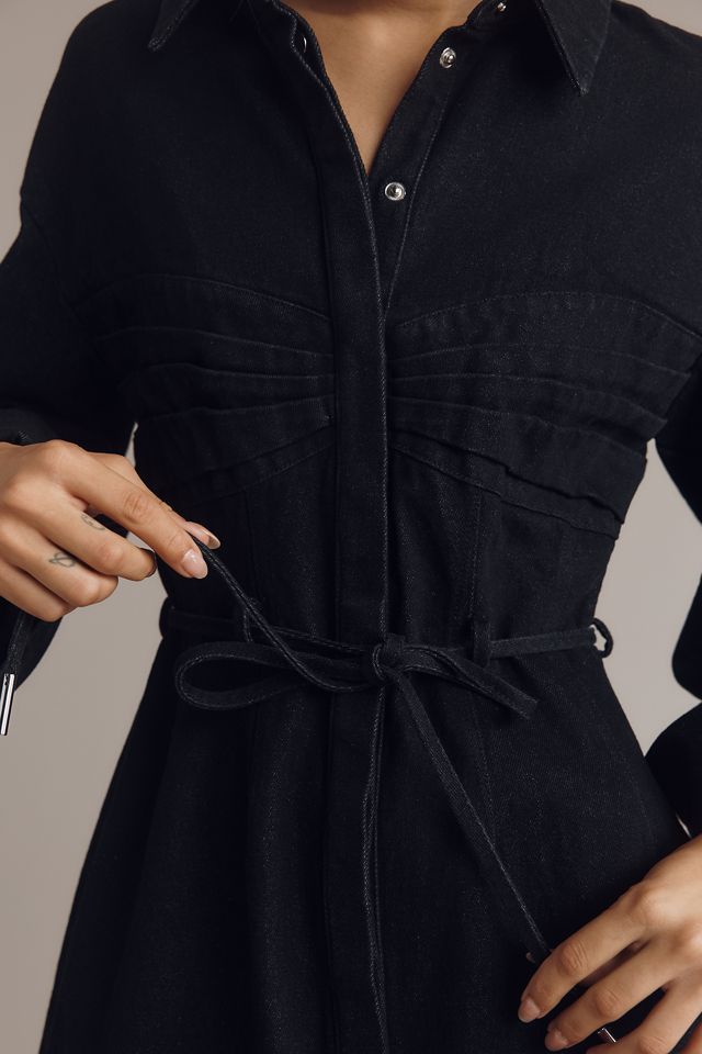 AMUR Clea Long-Sleeve Denim Mini Shirt Dress #3