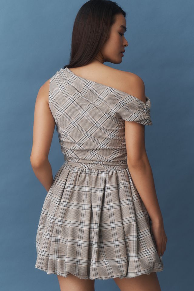 AMUR Melissa One-Shoulder Draped Bubble Mini Dress #1