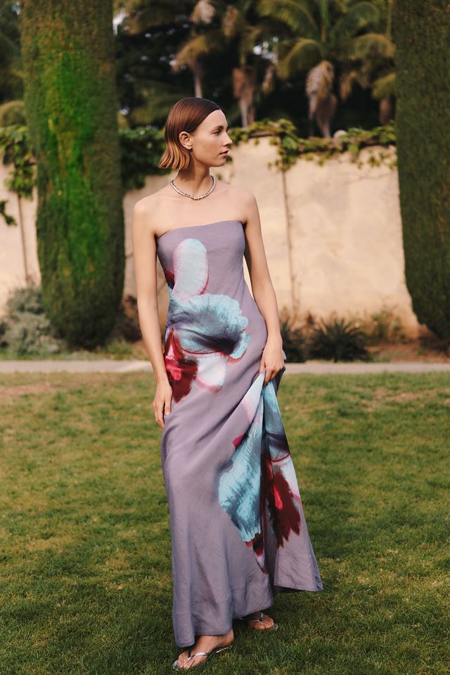 hutton rainbow tulle a line wedding dress Lucian One-Shoulder Draped Asymmetric Maxi Dress, S / Yellow main image 0