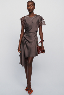 AMUR Zina Ruched Mini Dress by Anthropologie