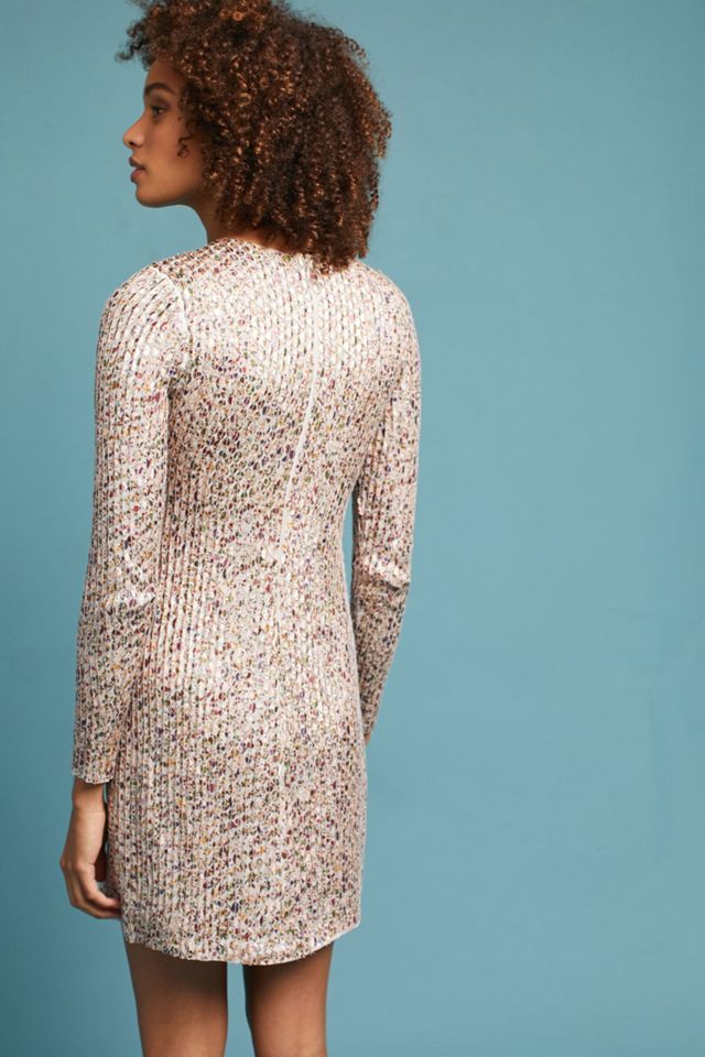 Sequined Long-Sleeved Shift Dress #3