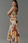 louna mesh overlay dress Floating By Plunging Neckline Mesh Overlay Midi Dress Sage