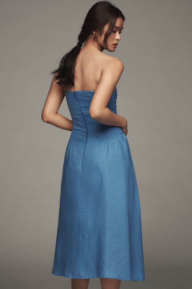 WAYF Strapless Linen Blend Midi Dress #2