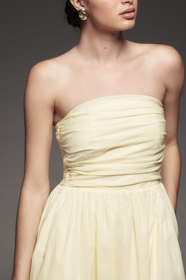WAYF Cotton Strapless Pleated Midi Dress #2