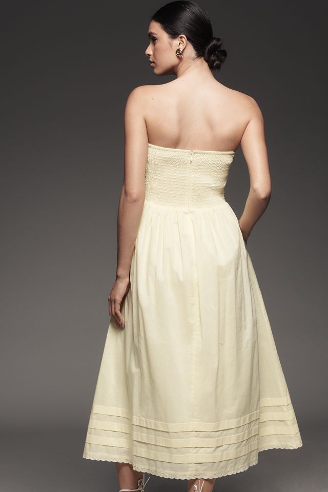 WAYF Cotton Strapless Pleated Midi Dress #3