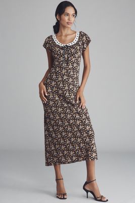 WAYF Short-Sleeve Scoop-Neck Midi Dress