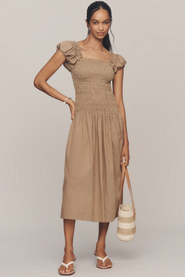 WAYF Smocked Drop-Waist Midi Dress | Anthropologie