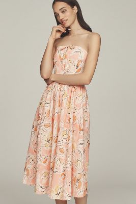 Hutch Iris Strapless Pleated A-Line Midi Dress
